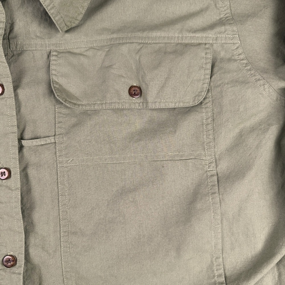 Oversized Vintage Venezia Button Down Shirt Womens Sage Green Cotton - Picture 7 of 12